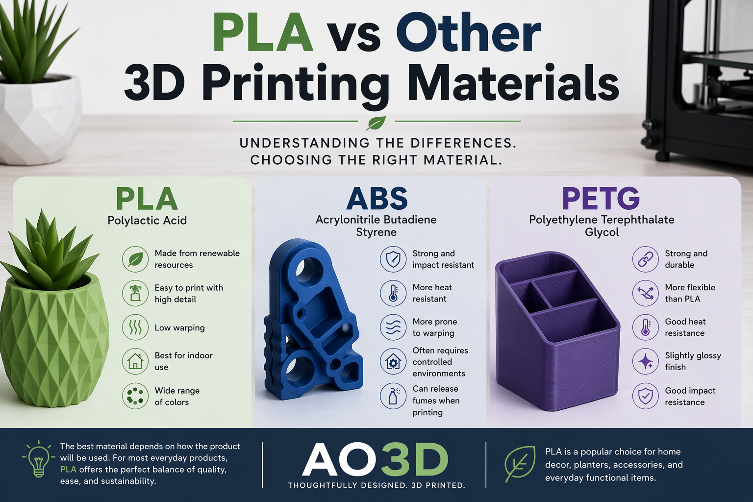 PLA vs Other 3D Printing Materials: What’s the Difference?