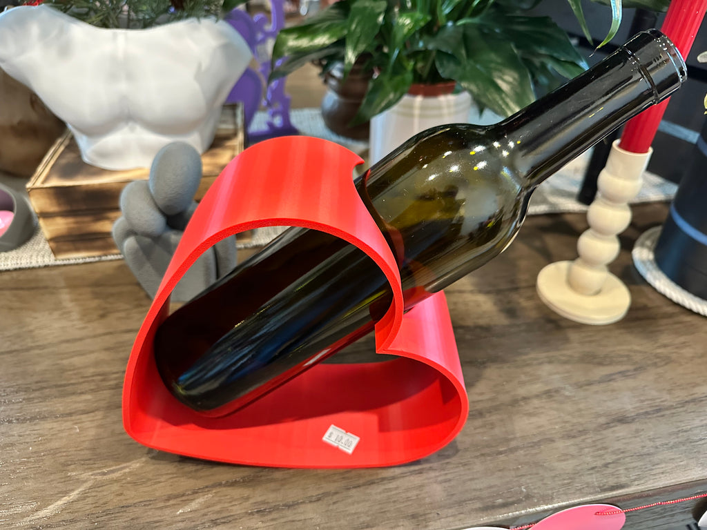 Heart of My Life – Modern Heart Wine Bottle Holder | 3D Printed Decor