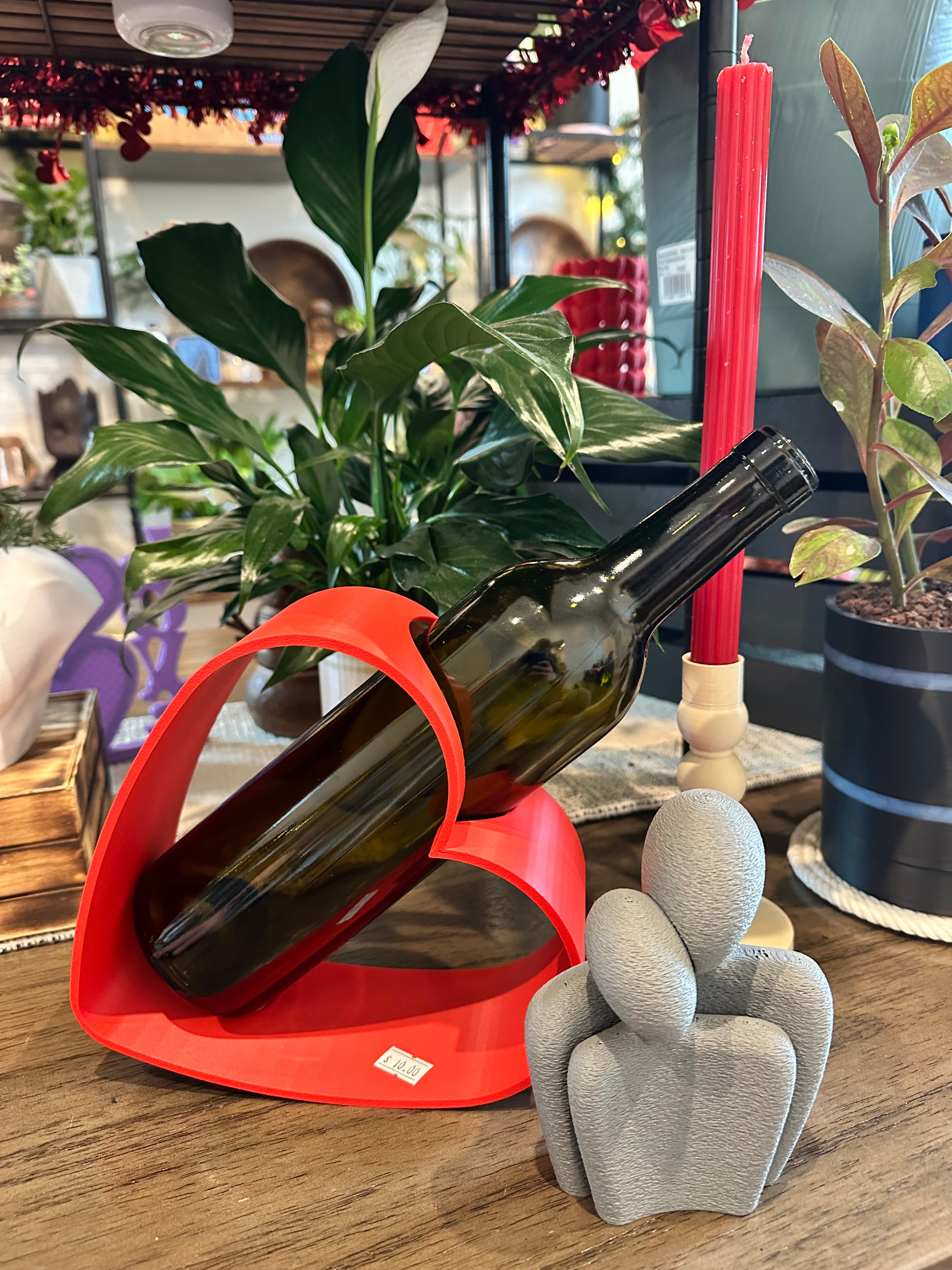 Heart of My Life – Modern Heart Wine Bottle Holder | 3D Printed Decor