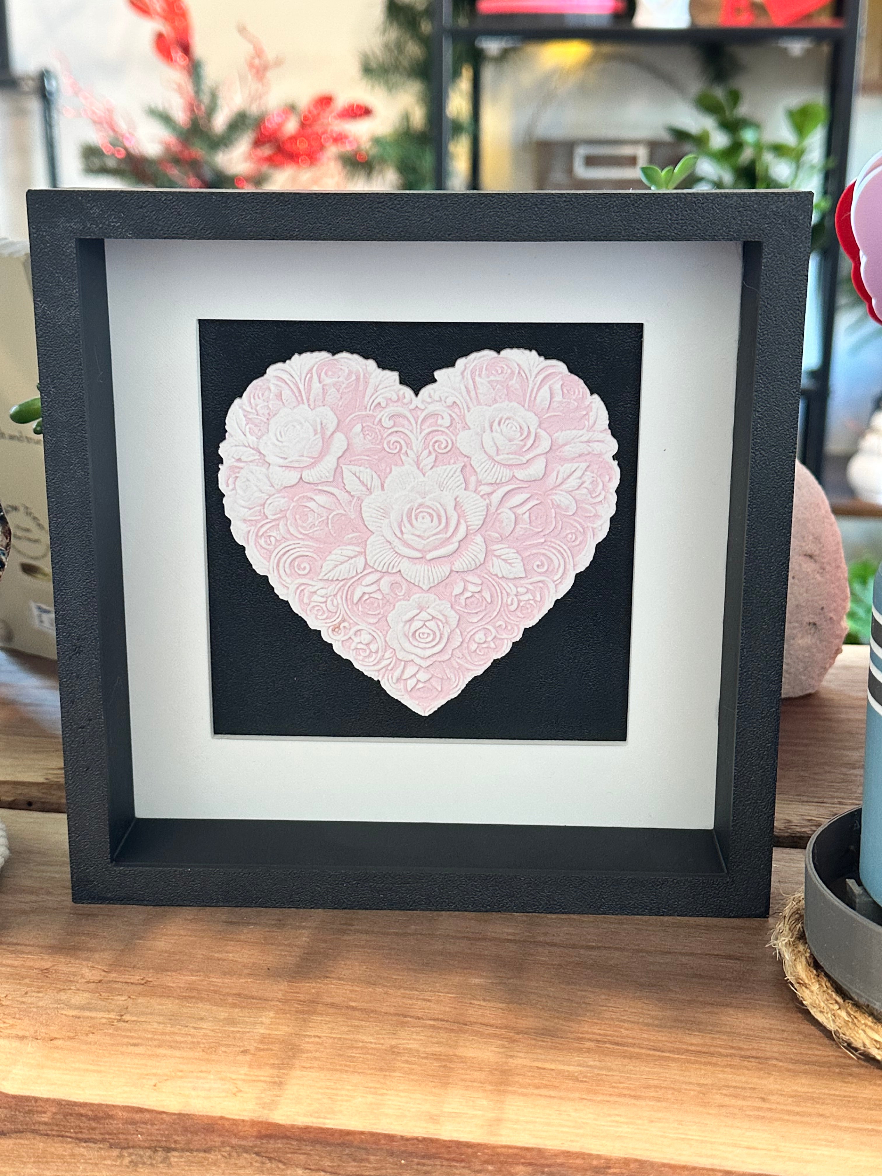 Everlasting Rose Heart Candy Dish – 3D Printed Floral Heart Trinket & Gift Dish | Custom Colors Available