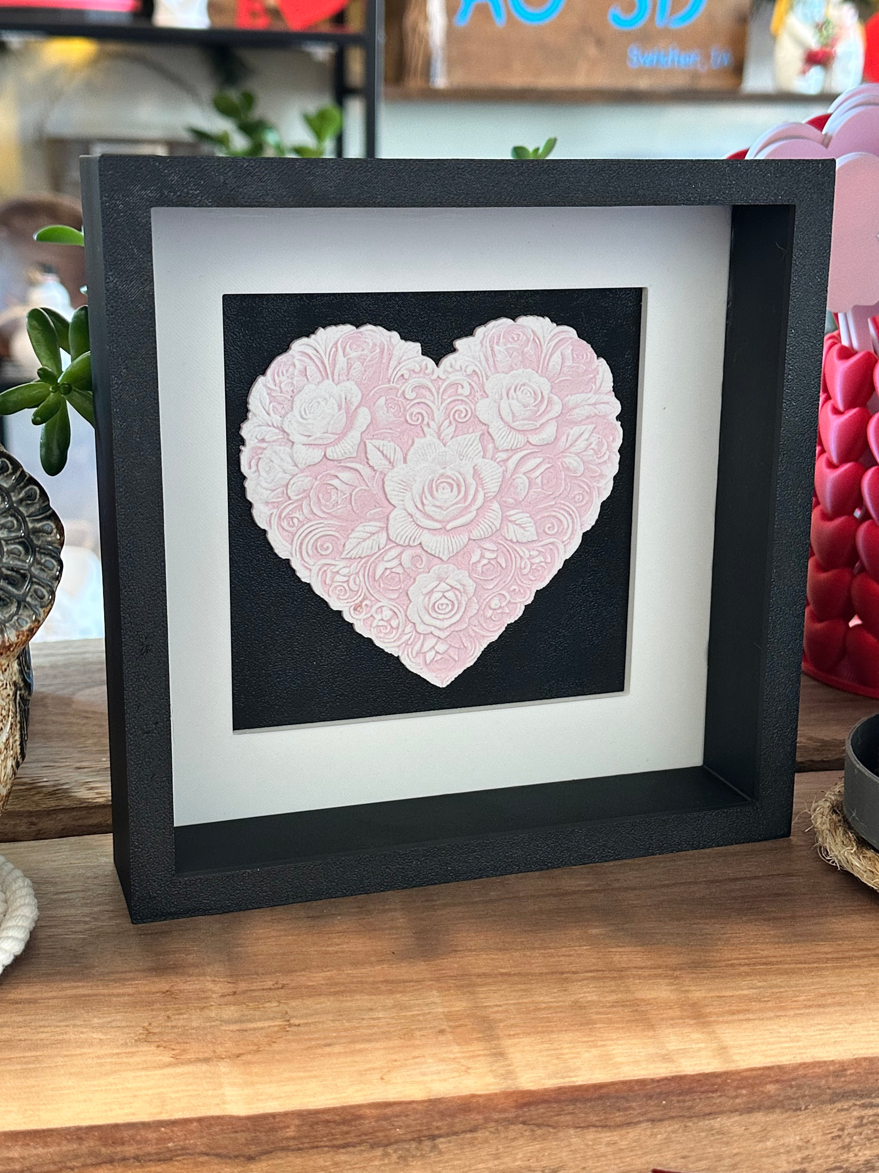 Everlasting Rose Heart Candy Dish – 3D Printed Floral Heart Trinket & Gift Dish | Custom Colors Available