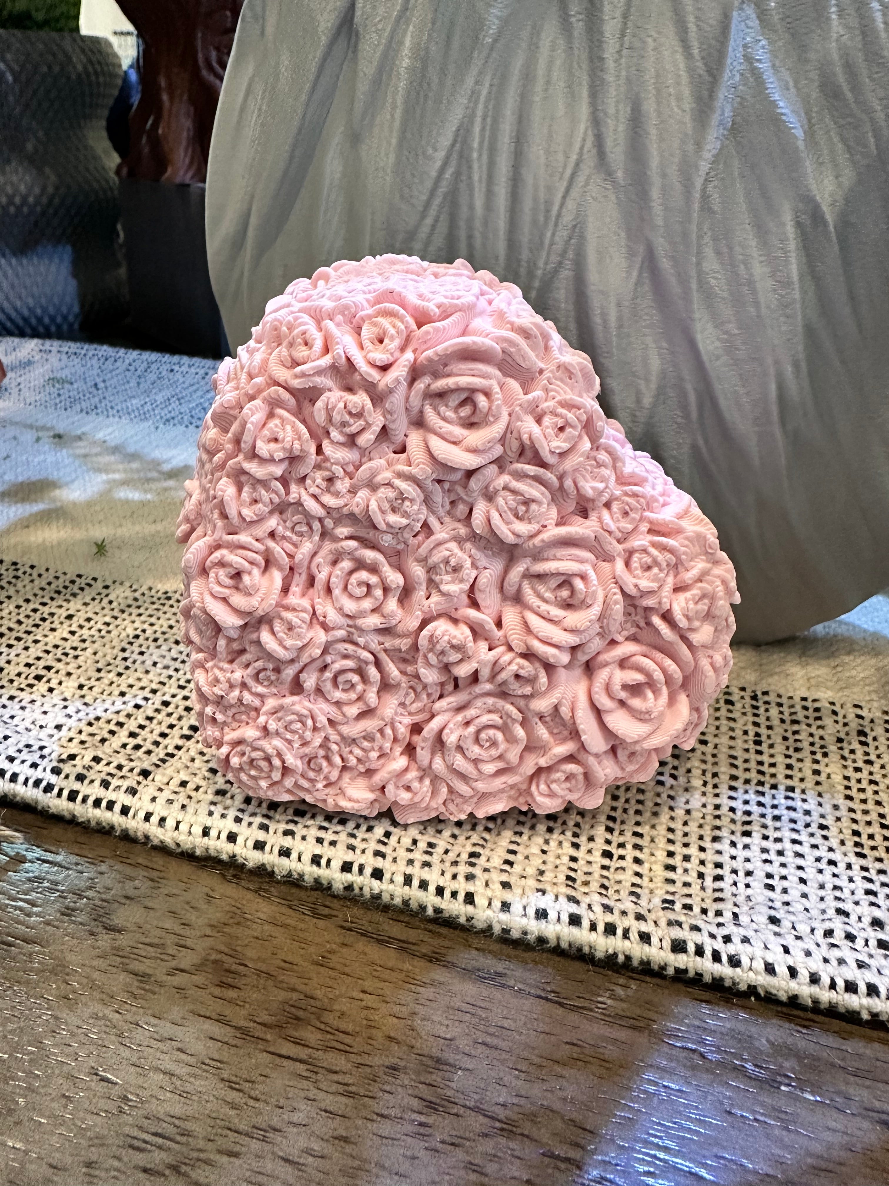 Everlasting Rose Heart Candy Dish – 3D Printed Floral Heart Trinket & Gift Dish | Custom Colors Available