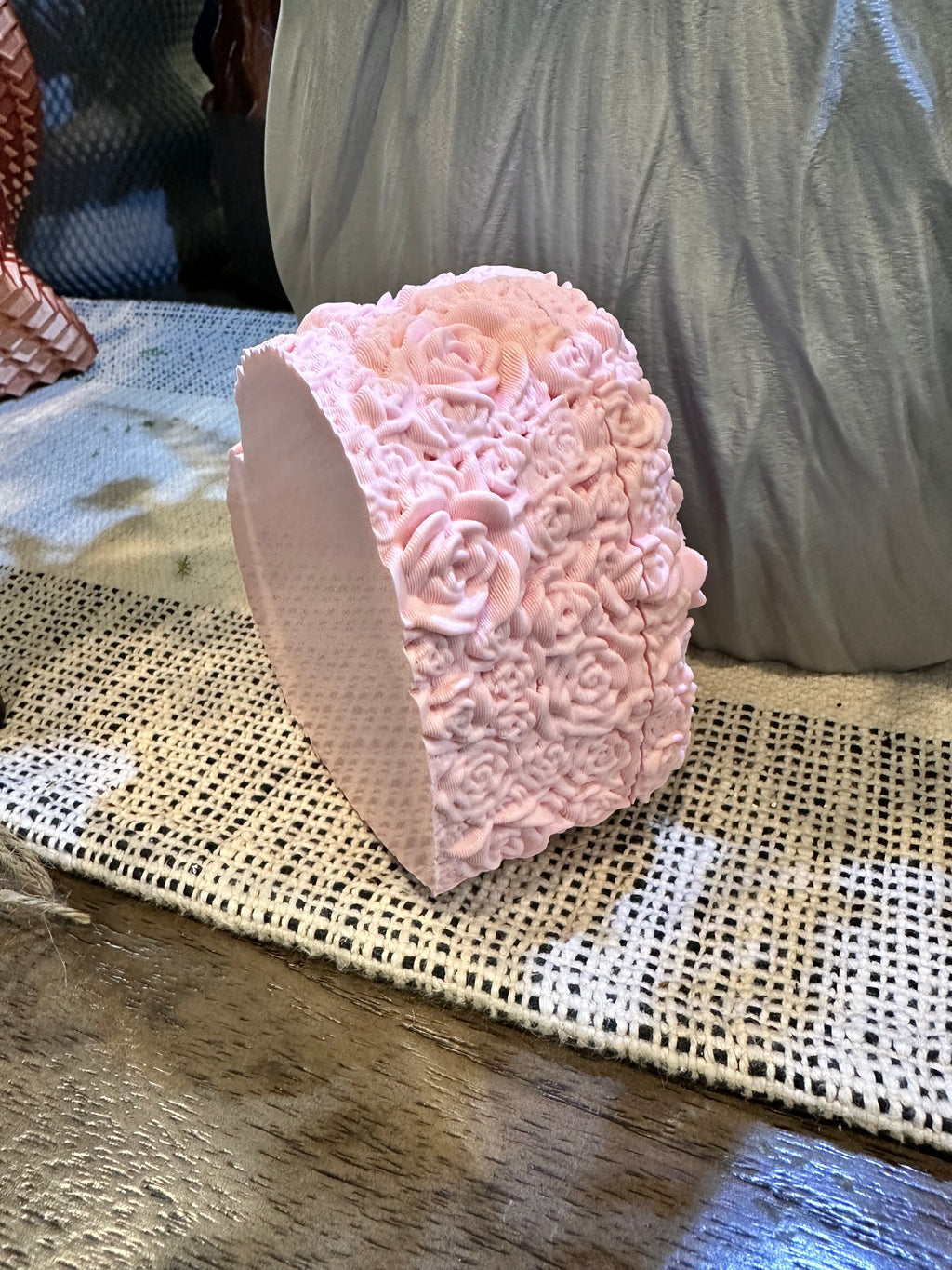 Everlasting Rose Heart Candy Dish – 3D Printed Floral Heart Trinket & Gift Dish | Custom Colors Available