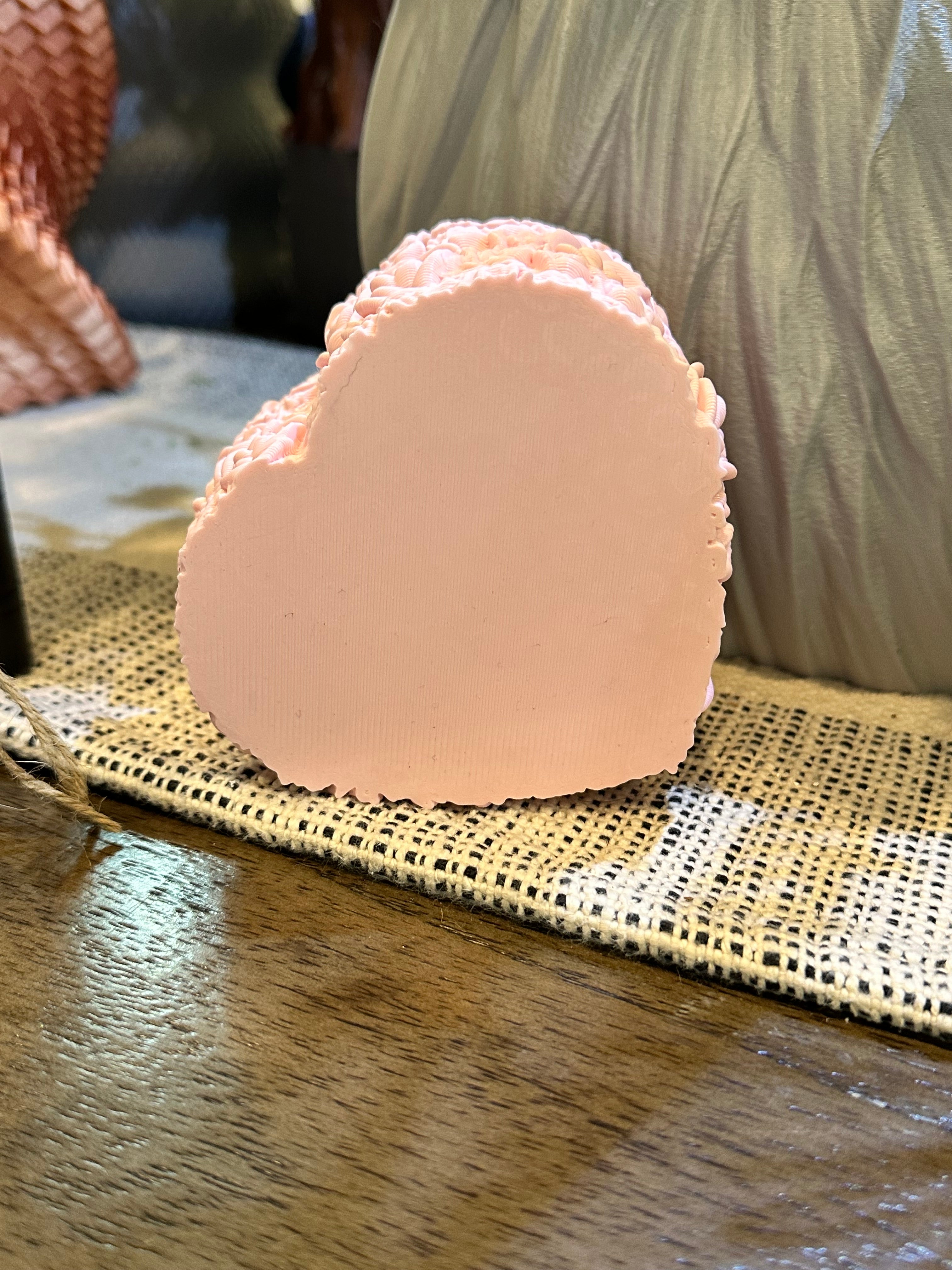 Everlasting Rose Heart Candy Dish – 3D Printed Floral Heart Trinket & Gift Dish | Custom Colors Available