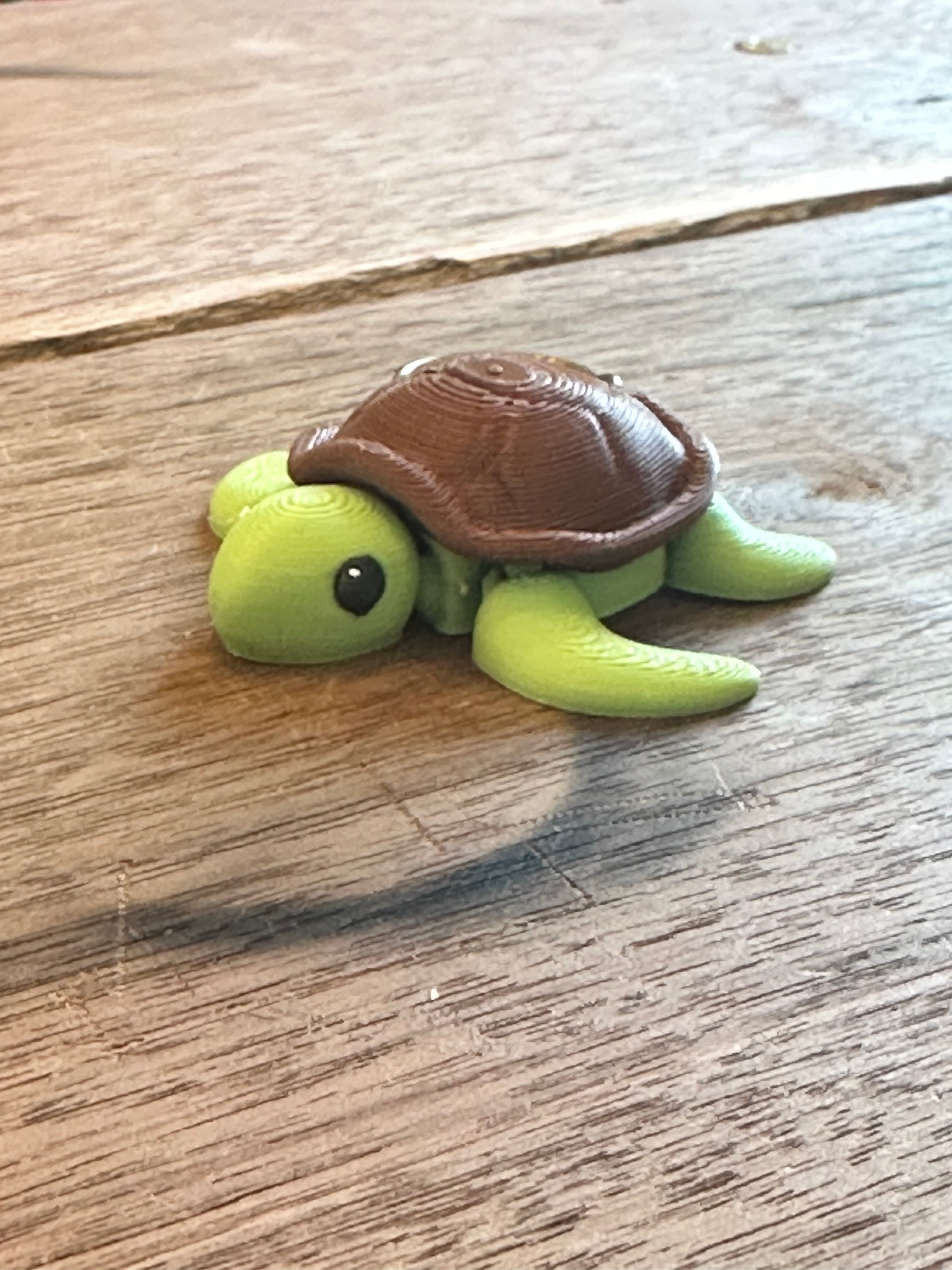 Small turtle figurine on a wooden surface