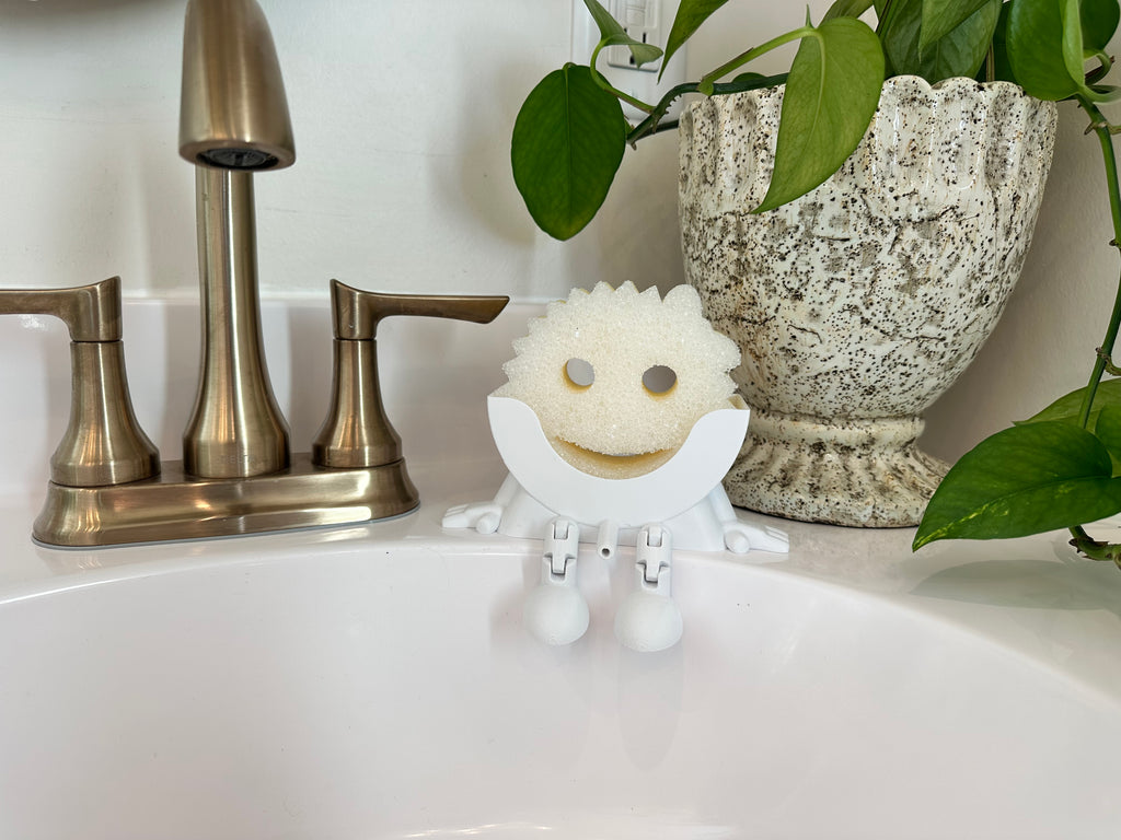 3D printed sponge holder allowing water to drain for faster drying
